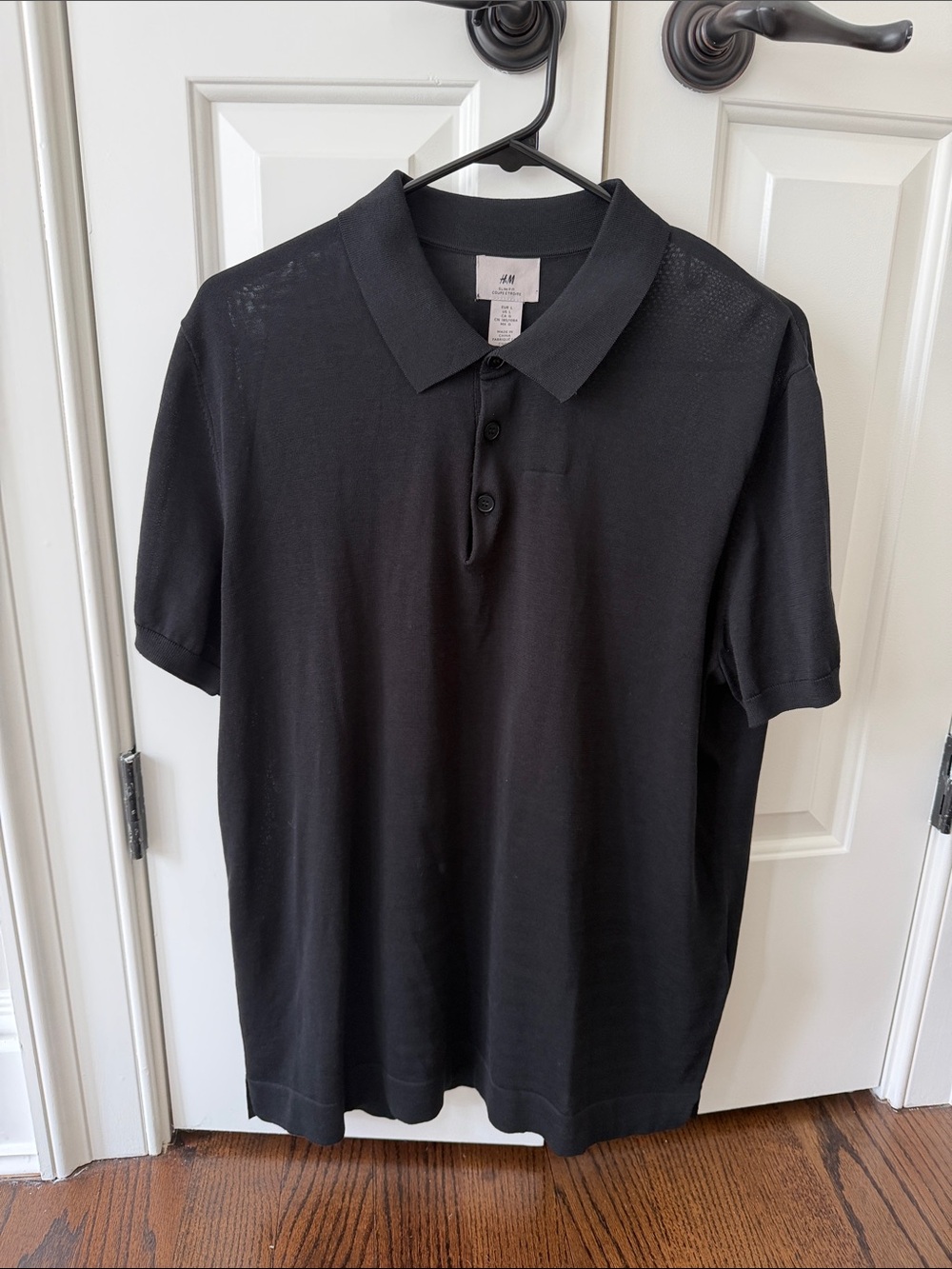 H&M Men's Slim Fit Black Polo T-shirt